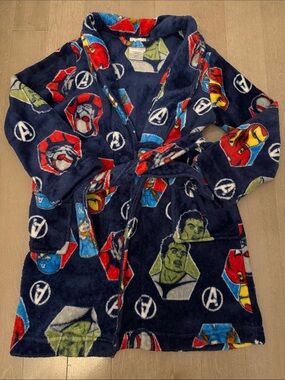 Avenger Navy Plush Robe with Red, Green and Blue Character Accents